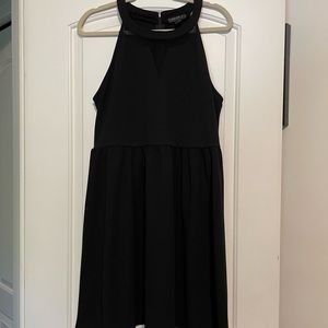 Forever 21+ black flare dress with mesh detailing